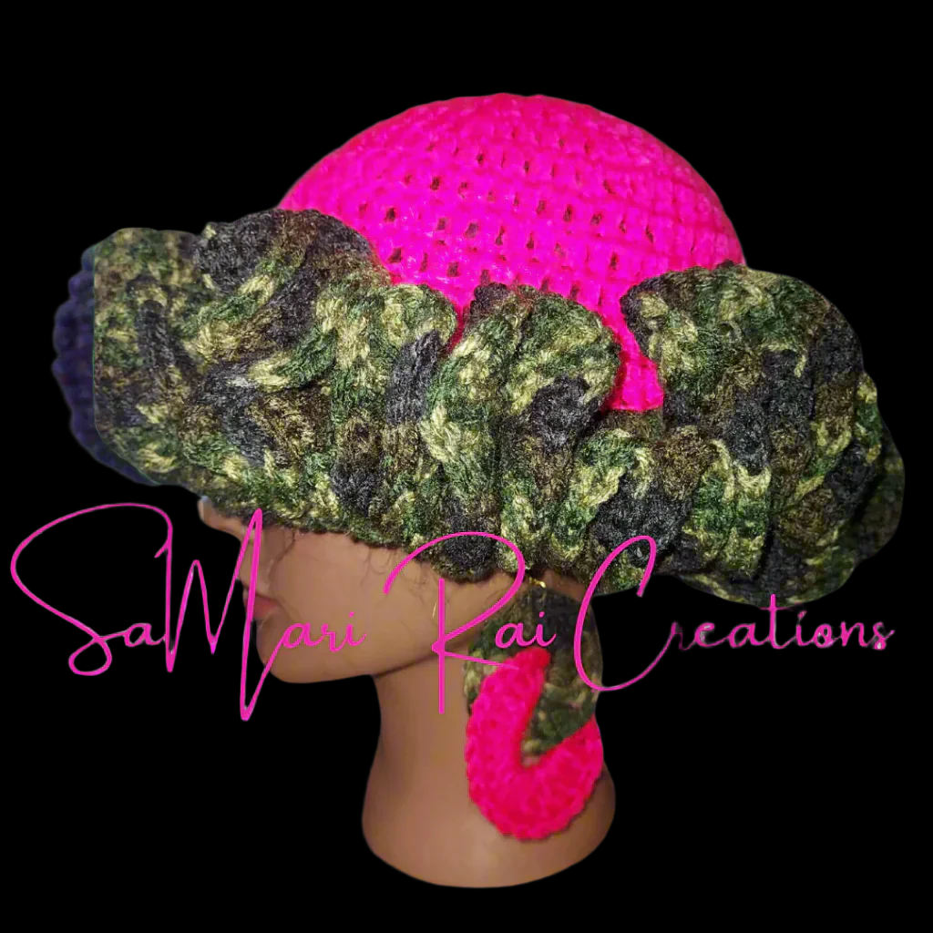 Crochet Ruffle Hat and Earring Combo